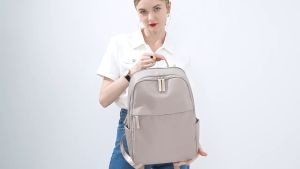 Fashion Ladies Schoolbag 16 inch Nylon Waterproof Laptop Backpack Large Capacity Simple and Versatile Travel Bag