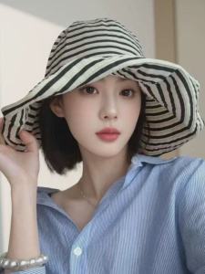 Mũ Đi Biển Kẻ Sọc Có Thể Gập Lại Cho Nữ Mùa Hè Mũ Chống Nắng Mũ Đi Biển Mũ Đi Chơi Mũ Trùm Đầu Mũ Đi Biển