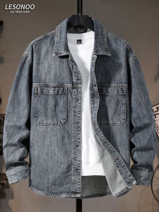 LIANSENNIAO | Áo Sơ Mi Nam Denim Rộng Rãi Phong Cách Casual Đã Giặt