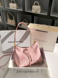 Jacoponnus Genuine Leather Pink Tote Bag Womens Large Capacity Crossbody Bag Luxury Sensation Commuting Shoulder Bag