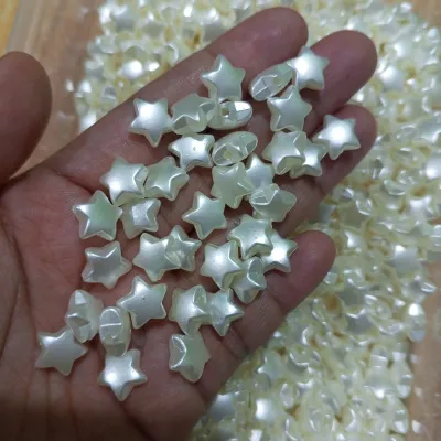 10mm Plastic Pearl Star Beige Beads 50pcs per pack