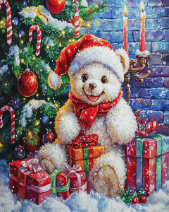 RUOPOTY Diy Oil Painting By Numbers Teddy Bear Christmas Gift Adult Coloring Picture Drawing Artwork Art Supplies Kit Wall Decor