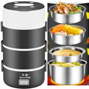 Large Capacity Electric Heating Lunch Box Automatic Steaming Cooking Rice Box Stainless Steel Inner Bowl Versatile Kitchen Appliance