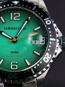MOEMTON Deep sea green plate mens mechanical watch 100M waterproof M136.BSSA01