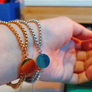 Gelang Rantai Stainless Steel Wanita Circle Pendant Gaya Korea