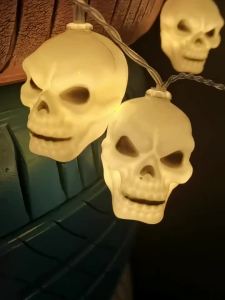 Halloween Suger Skull String Lights Day of the Dead Battery USB Operated LED Decor Lights for Party Haunted House Indoor