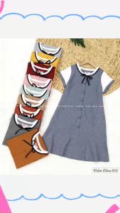 Đầm bầu công sở thiết kế (HANNA 40-65KG) cho bầu nhỏ có 2 túi bên sườn có dây nơ cột sau lưng phù hợp đi làm đi chơi