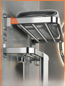 Cobbe Bathroom Towel Rack Stainless Steel Wall Mounted Toilet Paper Holder No Drilling Required Bathroom Storage Organizer