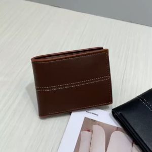 HANKE New Arrival Bifold Mens Wallet Leather Stitches Decor Card Slot and Zipper For Coins Compartment Bifold Short Wallet