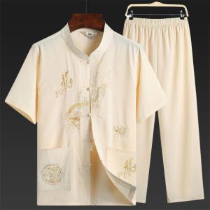 SHIPAILUO | Spring Summer Chinese Style Long Sleeve Tai Chi Dad Clothes Grandpa Outfit Morning Exercise Traditional Hanfu Retro Ensemble