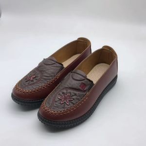 QINGSHUI Sepatu Kulit Kasual Wanita & Sepatu Flat Slip-On Gaya Korea