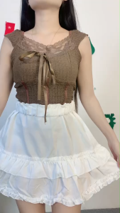 ชุดเซ็ตแฟชั่น เสื้อแขนกุด+กระโปรง ลุคเก๋และหรูหรา