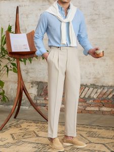 Commuter Custom-made Linen Cotton Long Sleeve Mens Shirt