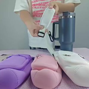 Portable Water Bottle Carrier Bag Phone Pocket For Stanley 40oz Tumbler Holder Pouch Adjustable Strap Bollus With Carabiner