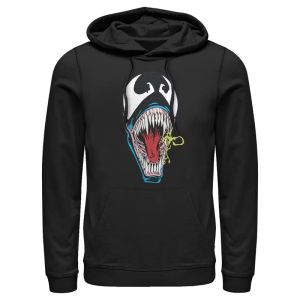 Mens White Hoodie Venom Black Symbiotic Character Design and Tooth Details Marvel Casual Pullover Sweatshirt