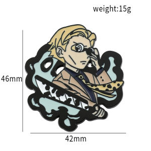 Bandai | Anime Jujutsu Kaisen Enamel Badges with Chain Gojo Satoru Brooch Itadori Yuji Pins Geto Suguru Badge for Backpack Clothing Lapel