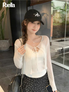 puella | Áo Blouse Đai Kéo Bằng Vải Lụa Tuyết Chống Nắng