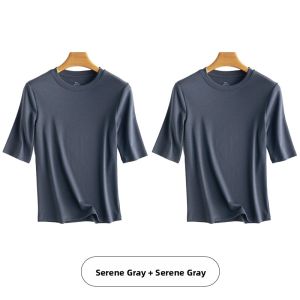 Miiow | Casual Round Neck Short Sleeve T-Shirt Womens Pure Color Modal Cotton Base Layer Half Sleeve Body Shirt Cat Person New 2025