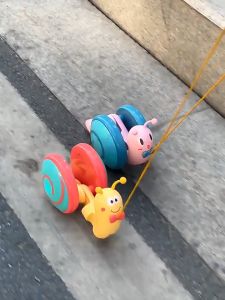 TIKTOK Baby Rope Pull Snail Toy Electric Trailer Toddler Walking Cartoon Toy For Baby Girl And Boy