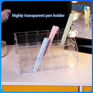 Acrylic three-layer pen stand trapezoidal pen stand stationery display