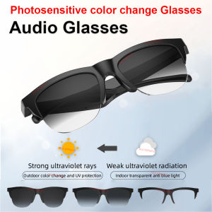 2025 Photosensitive Color Change Smart Glasses Bluetooth Voice Calls Control Music UV Polarized Sunglasses Headphone Glasses Man