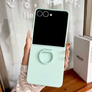szhaiyu | Liquid Silicone Large Window Phone Case for Samsung Galaxy Z Flip 8 Flip 5 6 7 Flip 7FE Flip 8 Ring Design Shockproof Soft Cover