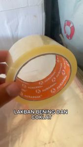 Lakban Bening/Coklat merek aurapack Selotip Coklat 45 mm x 50 meter