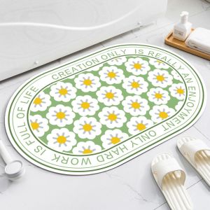 Bathroom Entrance Anti-Slip Absorbent Mat Shower Room Door Mat Toilet Entrance Rug Home Use Floor Mat Korean Style Natural Rubber