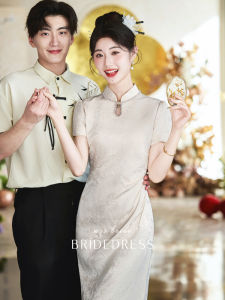 Elegant Short Sleeve Wedding Dress New 2025 Customizable Qipao Bridal Gown Summer Small Size Ceremony Evening Party Dress