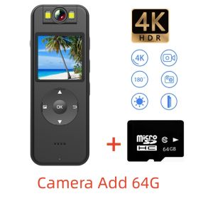 4K Ultra HD Body Camera WiFi Wearable Video Recorder 180° Rotatable Lens Night Vision Clip On Pocket Cam for Cycling Outdoor