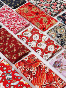 Pure Cotton Fabric Japanese Print DIY Handmade Perfume Bag Small Clothes Quilt Fabric Head Chinese Style Flat Weave Decorative Material
