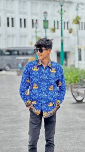 KEMEJA PREMIUM KORPRI KERAH HITAM BATIK FLORIST