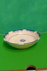 Set 5 đĩa gốm lòng sâu phết xanh 20 cm ( gốm sành)