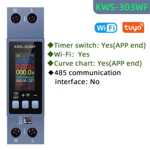 KWS-303 85-290V Energy Meter 8 in1 Power Meter Smart Switch Multifunctional AC Meter Timer Relay Guide Rail Type Metering Switch