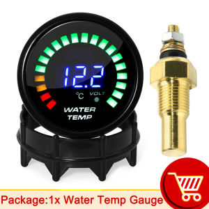 RYSJM | 20~150 Celsius 52mm 20 LED Smoke Face Water Temp Gauge Water Temperature Meter with Coolant Temp Sensor 10mm Car Meter Gauge