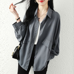 Early Autumn Womens Chiffon Shirt Jacket Casual Loose Long Sleeve Korean Style Outerwear Spring Summer Fashion Ladies Top