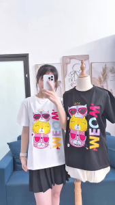 Áo thun nữ local brand Gucaa Việt Nam in hình mèo Meow cá tính chất cotton trắng đen freesize