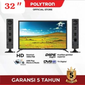LED TV POLYTRON 32 INCH DIGITAL TV DVB-T2EWS CINEMAX BARU BERGARANSI RESMI