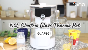 IONA 4L Electric Airpot Hot Water Dispenser | 13 Keep Warm Electric Glass Thermo Pot - GLAP951