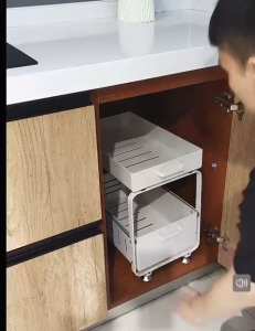 Ⓜ️ZEROIDEASⓂ️ 2 Tier Under Sink Organizers Rack Pull Out Sliding Drawer Rack Under Sink Organizer Slide-Out Cabinet Drawer Under Sink Shelf Under Sink Rack Slide-Out Kitchen Shelf Home Cabinet Drawer Organizer Pull Out Sliding Drawer Kitchen Rack