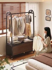 MEISD | Vintage Style Integrated Clothes Rack & Nightstand Wood Pattern
