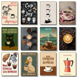 Frameless More Espresso Less Depresso Coffee Pot Wall Art Prints Canvas Painting Poster Picture for Living BedRoom Home Decor
