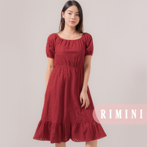 RIMINI - Dress Cewe Gaun Katun Bordir Chrismast Sabrina S-XL- Seeley Dress 521734-1