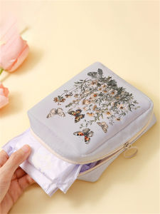 Flower and butterfly printed sanitary napkin storage bag womens lightweight tissue bag sanitary tissue bag