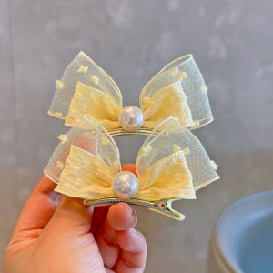 Kẹp Tóc Nơ Bướm Ngọc Trai Lập Thể Trẻ Em Ngọt Ngào Tươi Trẻ Phụ Kiện Tóc Kẹp Bên Cạnh Bé Gái Cặp Đôi Kẹp Tóc Đỉnh Đầu Em Bé