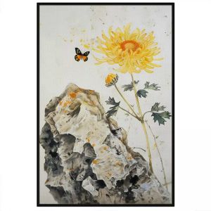 Tranh thủy mặc hoa cúc vàng tranh treo tường tranh dán tường CGI - 420