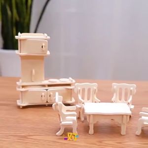 【Local Warehouse】 Laser Cutting Diy Wooden 3d Doll House Dollhouse Furniture Jigsaw Puzzle Scale Miniature Handcraft Toys Models ZJJ-Furniture-Puzzle