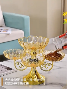 Multi-functional rotating multi-layer crystal tray dry fruit tray snack candy tray living room cafe