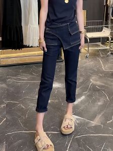 กางเกงยีนส์ทรงสลิมฟิตสำหรับผู้หญิง กางเกงขายาวทรงขากระบอก กางเกงขายาวทรงเข็มบรรจุกาว ทรงเข้ารูป กางเกงยีนส์ทรงเข้ารูปสำหรับฤดูใบไม้ร่วง