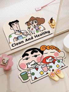 Quick Dry Bathroom Mat Cartoon Crayon Shinchan Absorbent Silicon Dendroid Non Slip Floor Carpet for Washroom And Toilet